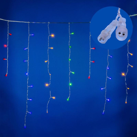 Гирлянда светодиодная "Бахрома"25м 440LED разноцвет. эффект мерцания соединяемая провод прозр. Uniel UL-00010886