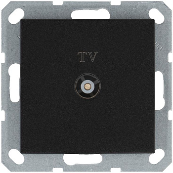 Розетка телевизионная проходная TV Ф9.5мм механизм антрацит Jasmart G6002B