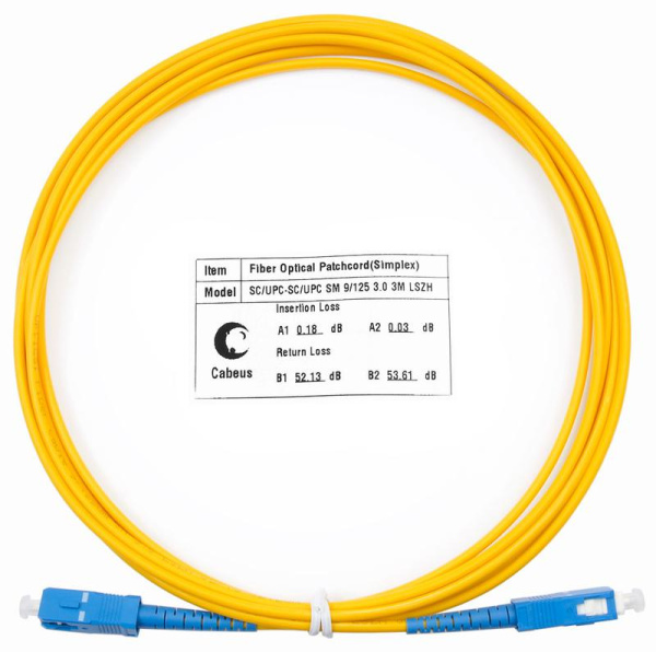 Шнур оптический FOP(s)-9-SC-SC-3m simplex SC-SC9/125 sm 3м LSZH Cabeus 7387c