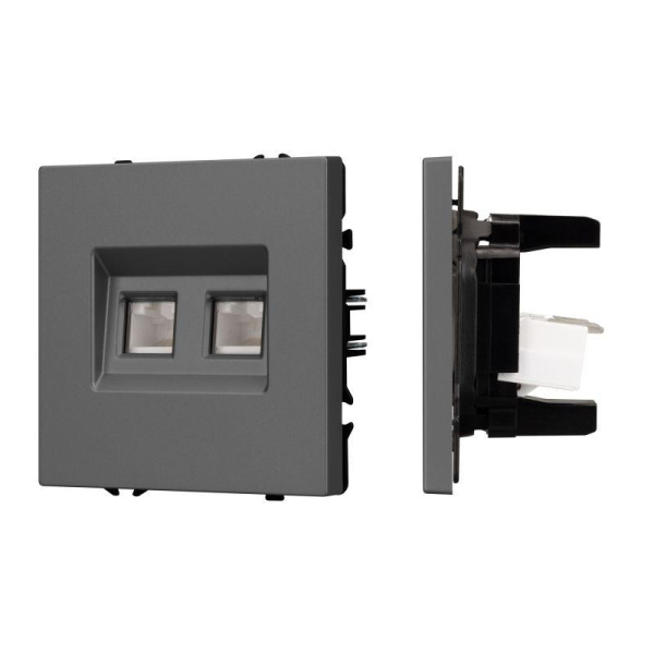 Розетка компьютерная 2-м ARL NOBE SCT-MPC2-SFPL-GR 2хRJ45 кат.6 софт-тач сер. базальт Arlight 054315(1)