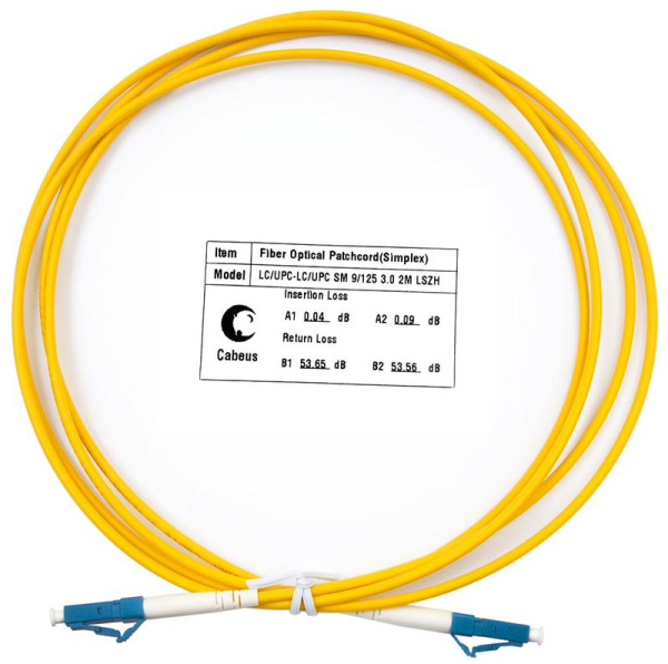 Шнур оптический FOP(s)-9-LC-LC-2m simplex LC-LC 9/125см 2м LSZH Cabeus 7376c