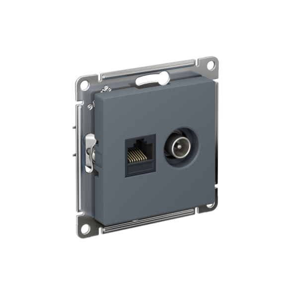Розетка компьютерная + телевизионная 2-м СП AtlasDesign RJ45 кат.5E + TV механизм грифель SE ATN000789