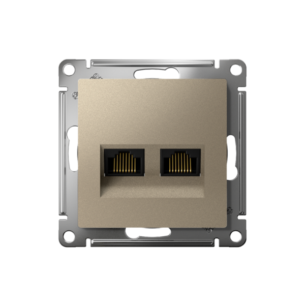 Розетка компьютерная 2-м AtlasDesign RJ45 кат.6A механизм шампань SE ATN000588