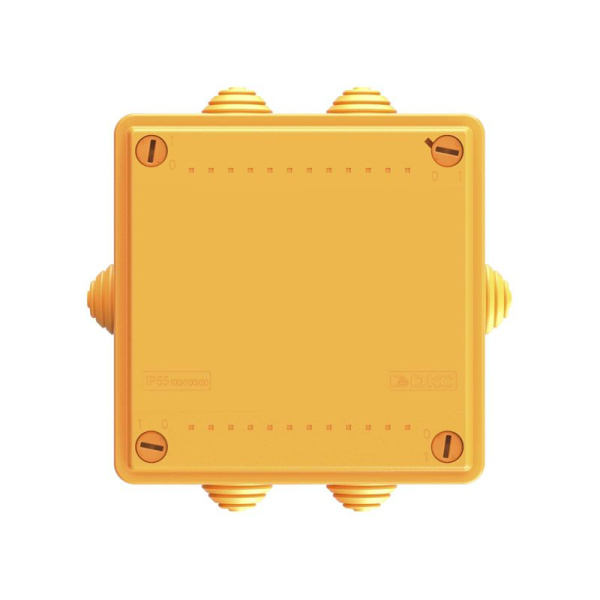 Коробка ответвительная FS 100х100х50мм IP55 4п 450В 6А 4кв.мм с кабельными вводами и клеммниками пластик. DKC FSB11404