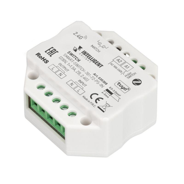 Модуль релейный SMART-SWITCH-701-72-PS-IN 230В 1х1.5А ZB 2.4G пластик INTELLIGENT ARLIGHT 035308