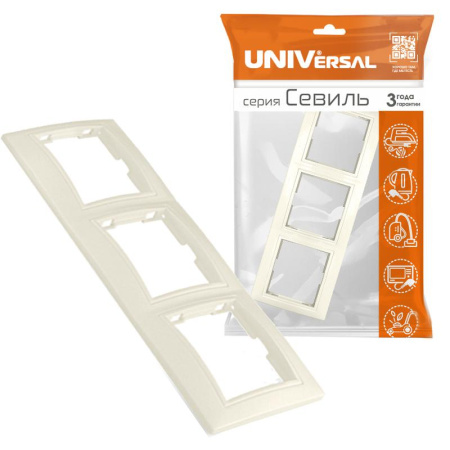Рамка 3-м Севиль горизонт. сл. кость UNIVersal Б-С0045