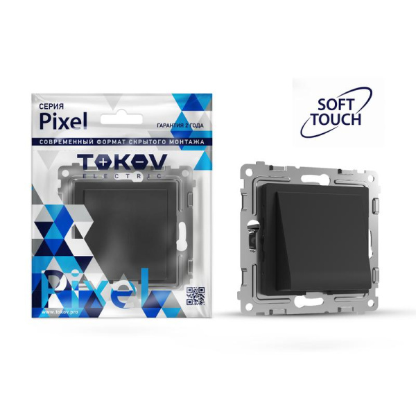 Вывод кабеля СП Pixel IP20 механизм карбон TOKOV ELECTRIC TKE-PX-CP-C14