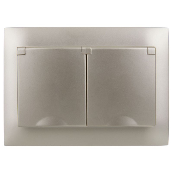 Розетка 2-м SKANDY 16А IP44 с крышкой в сборе SK-R12Sh шампань IEK SK-R26-16-44-K37-F