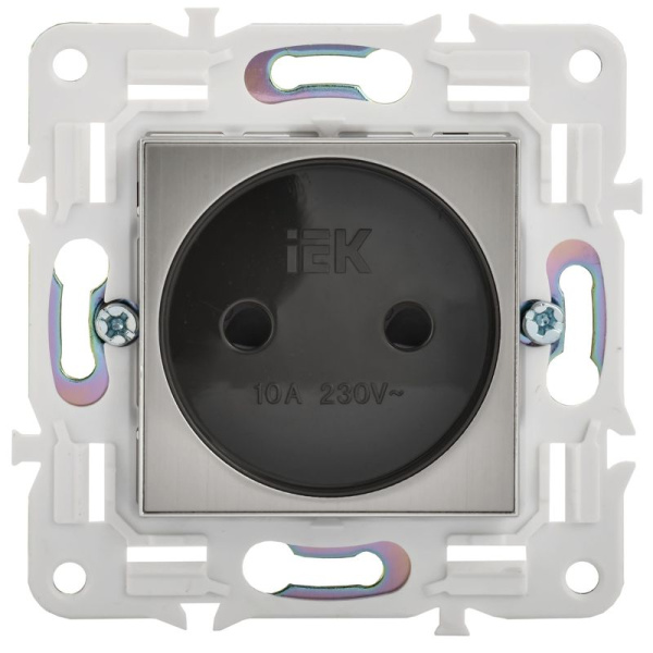 Розетка SKANDY 10А без заземл. защ. шторки SK-R01N никель IEK SK-R13-10-K50