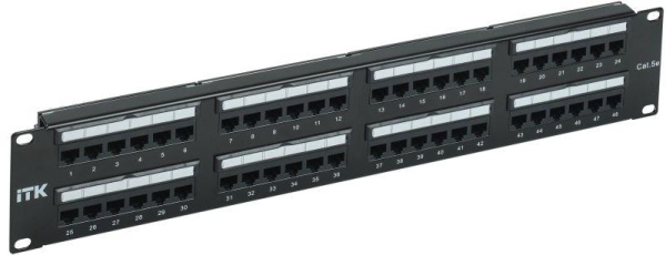 Патч-панель 2U кат.5E UTP 48 портов Dual IDC слайд лейбл ITK PP48-2UC5EU-D05L