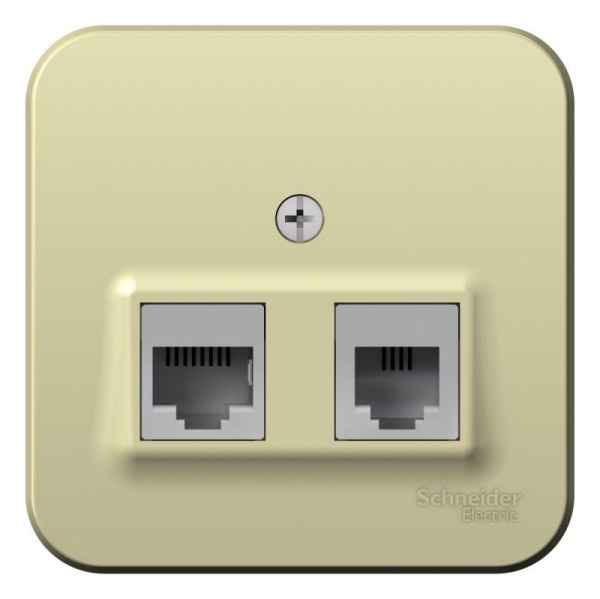 Розетка компьютерная + телефонная 2-м ОП Blanca RJ45 кат.5E + RJ11 с изолир. пластиной беж. SE BLNIA045117