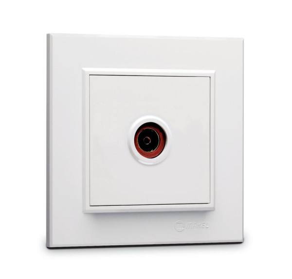 Розетка телевизионная проходная TV 1-м СП Karea IP20 6дБ бел. Makel 56001007