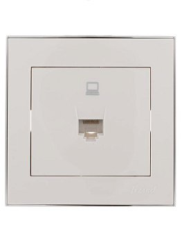 Розетка компьютерная 1-м СП Rain RJ45 с хром. боковой вставкой бел. LEZARD 703-0225-139