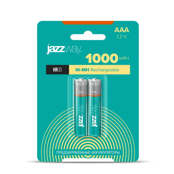 Аккумулятор AAA/HR03 1.2В 1000мА.ч Ni-MH предзаряжен. BL-2 (блист.2шт) JazzWay 5007932
