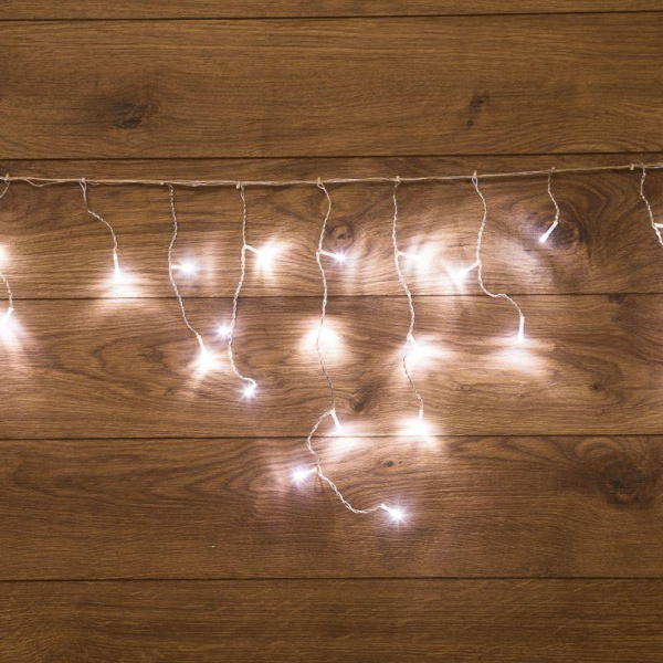 Гирлянда светодиодная "Айсикл" (бахрома) 1.8х0.5м 48LED бел. 4.1Вт 230В IP20 провод прозр. Neon-Night 255-015