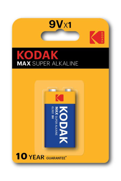Элемент питания алкалиновый "крона" 6LR61 9В MAX SUPER Alkaline (блист.1шт) 30952850-RU1 KODAK Б0005130