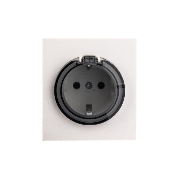 Розетка 1-м СП STRONG MIELE 16А с заземл. защ. шторки и крышкой жемчуж. Kranz KR-78-0702-4
