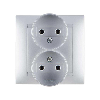 Розетка 2-м СП Simon15 16А IP20 250В без заземл. винт. клеммы алюм. Simon 1590457-033