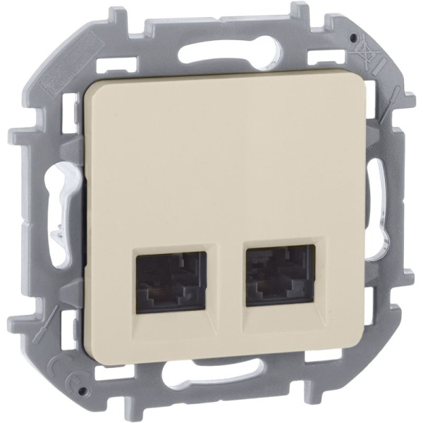 Розетка компьютерная 2-м СП Inspiria RJ45 кат.6 UTP IP20 механизм сл. кость IEK 673841