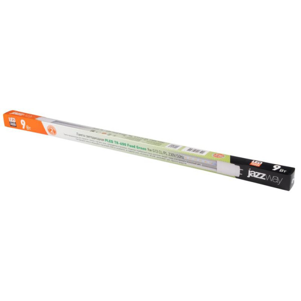 Лампа светодиодная PLED T8-600 Food Green 9Вт линейная прозрачная G13 230В/50Гц CL/PL для подсветки овощей/фруктов/зелени JazzWay 5006522