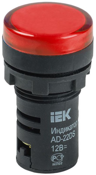 Лампа светосигнальная AD22DS d22мм 12В AC/DC красн. KARAT IEK BLS10-ADDS-012-K04
