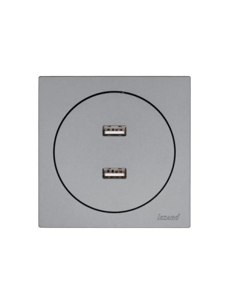 Розетка 2-м СП OSEN USB разъем механизм сер. матов. LEZARD 743-7488-192