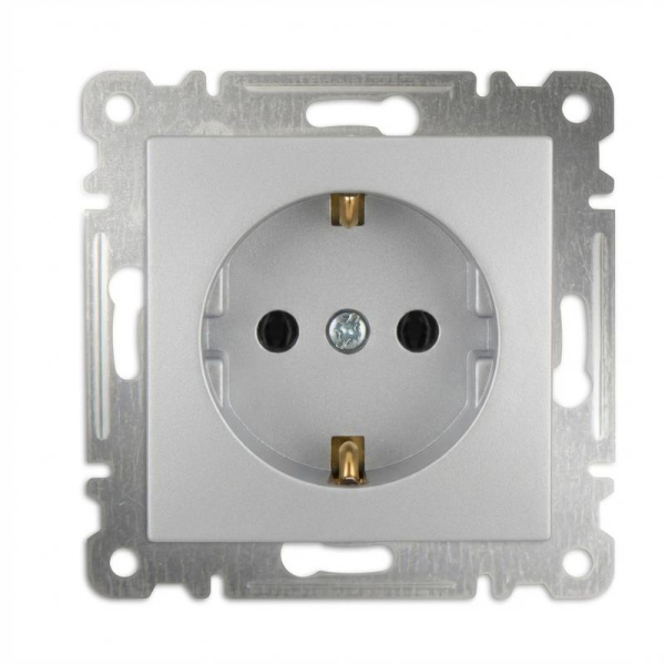 Розетка 1-м СП Karea 16А IP20 с заземл. механизм серебр. Makel 57065028
