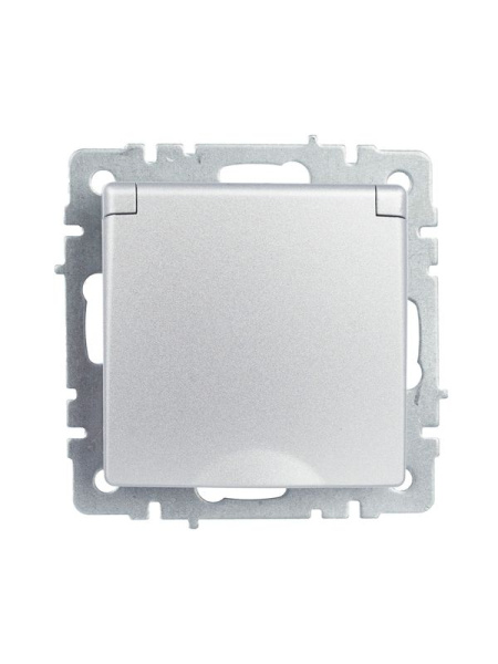 Розетка BRITE РСбш10-3-БрА 16А IP20 с заземл. защ. шторки с крышкой механизм алюм. IEK BR-R16-16-K47