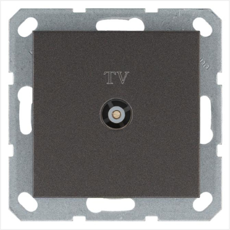 Розетка телевизионная оконечная TV Ф9.5мм механизм мокко Jasmart G6001Z