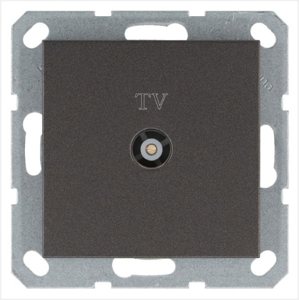 Розетка телевизионная оконечная TV Ф9.5мм механизм мокко Jasmart G6001Z