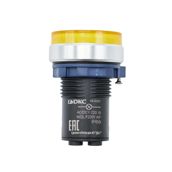 Индикатор сигнальный со встроен. диодом 220В зажим Plug-In алюм. желт. DKC M22L-F220YAP