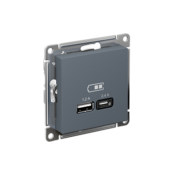 Розетка USB AtlasDesign тип A+C 5В/2.4А 2х5В/1.2А механизм грифель SE ATN000739