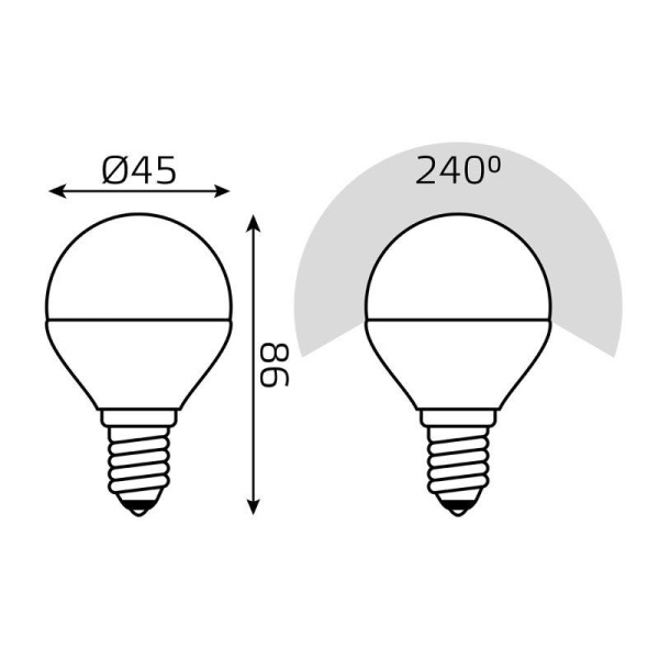 Лампа светодиодная Basic 7Вт P45 шар 3000-6500К E14 470лм с измен. цветов. темпер. GAUSS 1053147