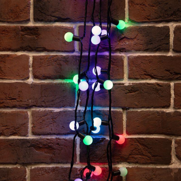 Гирлянда светодиодная "Мультишарики" 10м d23мм 80LED RGB 4Вт IP65 230В быстрая смена цвета провод ПВХ черн. (нужен блок 303-5000) Neon-Night 303-519
