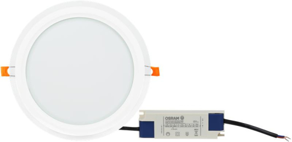 Светильник светодиодный Downlight DL GLASS 840 WT 15Вт 4000К IP20 1350лм ДВО даунлайт кругл. встраив. с декоративным стеклом бел. OSRAM 4607194230754