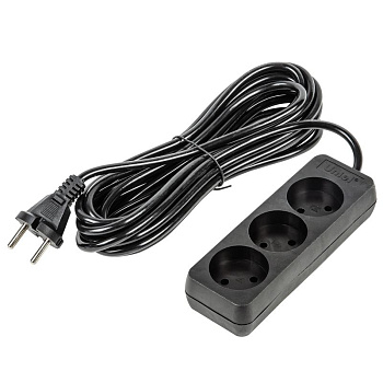 Удлинитель 3х5м без заземл. 10А Ultra S-CU3-5 BLACK черн. Uniel UL-00009985