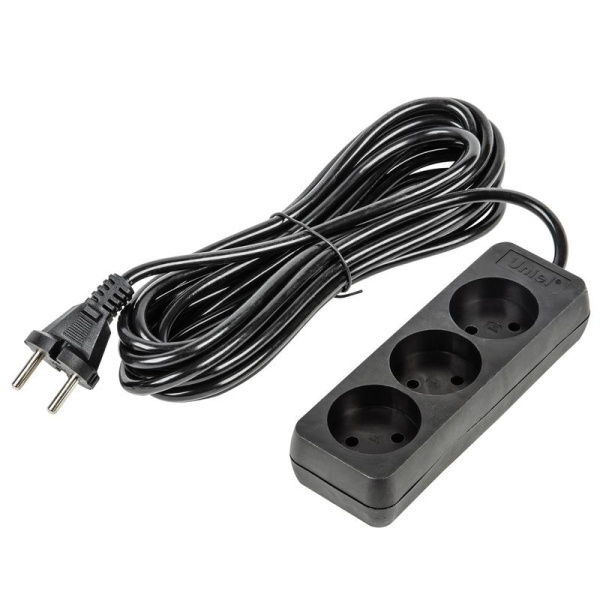 Удлинитель 3х5м без заземл. 10А Ultra S-CU3-5 BLACK черн. Uniel UL-00009985