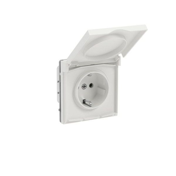 Розетка силовая KANT IP44 2P+E защ. шторки с крышкой бел. песок DKC 7010013