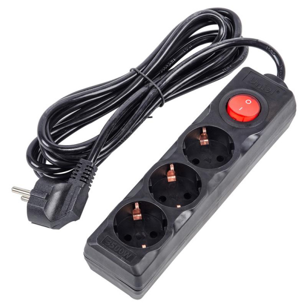 Удлинитель 3х3м с заземл. 16А Ultra S-GCU3-3B BLACK черн. Uniel UL-00010017