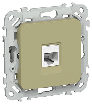 Розетка компьютерная СП FLITE РК6-1-0-ФлО RJ45 кат.6 UTP механизм олив. IEK FI-K12-2-K26