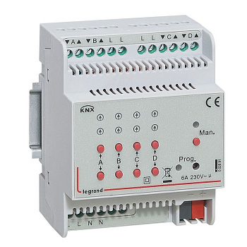 Активатор 4-канальный KNX DIN 4мод. 6А для приводов жалюзи/рольставень Leg 002691