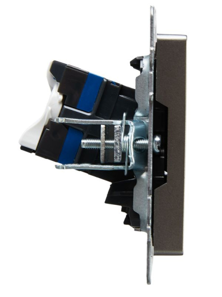 Розетка компьютерная двойн. СП RJ45 кат.6 BRITE РК11-2-БрС механизм сталь IEK BR-K20-2-K46