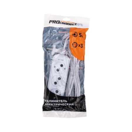 Удлинитель 3х5м без заземл. 2х0.75 бел. PROCONNECT 13-4207