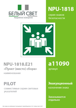 Наклейка NPU-1818.E21 "Пункт (место) сбора" Белый свет a11090