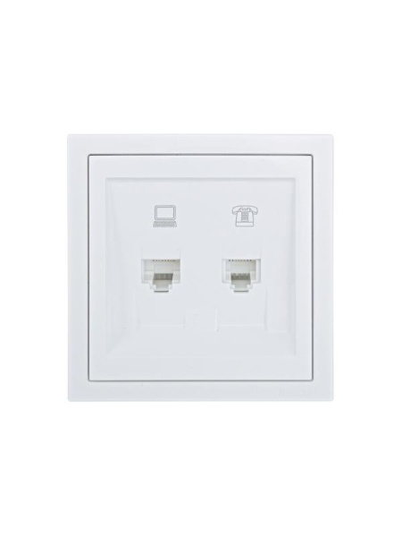 Розетка компьютерная + телефонная СП ZIMA IP20 механизм бел. LEZARD 704-0288-143