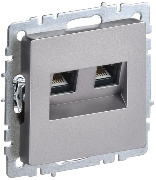 Розетка компьютерная двойн. СП RJ45 кат.6 BRITE РК11-2-БрС механизм сталь IEK BR-K20-2-K46