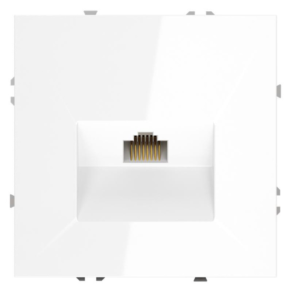 Розетка компьютерная 1-м СП S70 RJ45 кат.6 механизм бел. глянцевый Voltum VLS060101
