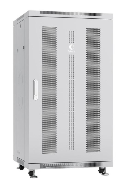 Шкаф монтажный телекоммуникационный напольн. ND-05C-22U60/100 19дюйм 22U 600х1000х1166мм для распределит. и серверн. оборудования; передн. и задн. перфорир. двери ручка с замком RAL 7035 сер. Cabeus 7200c
