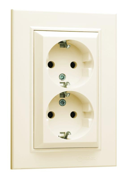Розетка 2-м СП Karea 16А IP20 с/з крем. Makel 56010082