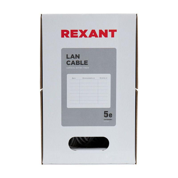 Кабель витая пара U/UTP кат.5E 4х2х24AWG LSZH нг(А)-HF INDOOR SOLID медь оранж. 305м (м) Rexant 01-0049